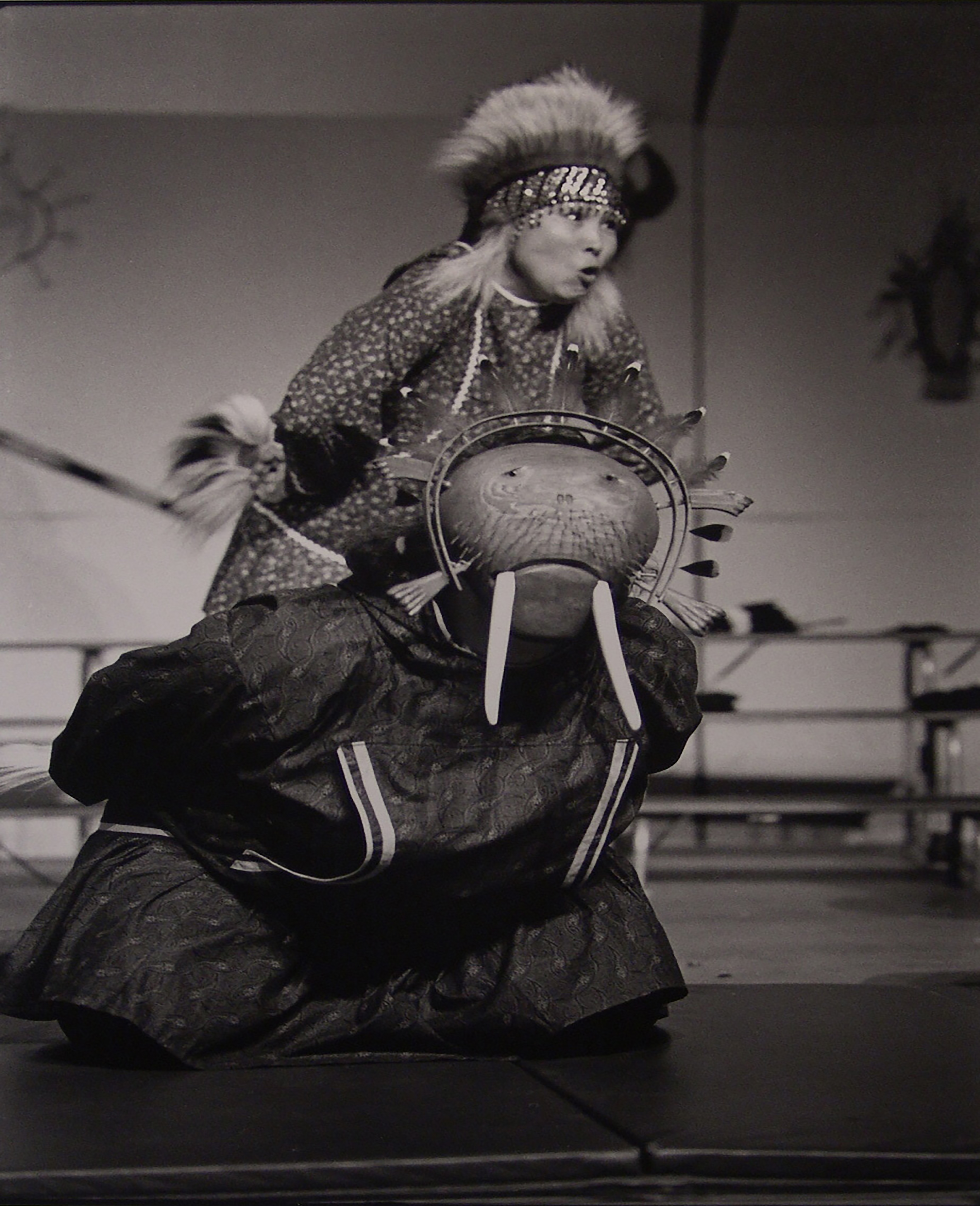 Untitled (Upallret dancers use a walrus mask made by carver Earl Atchak), 1995